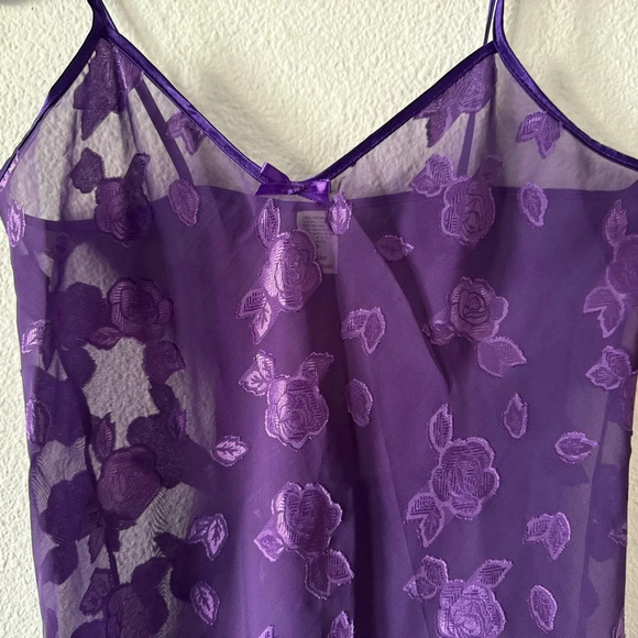 Vintage Lingerie Floral Sheer Nightie Slip Dress Petra Fashions Small Purple - Picture 2 of 9